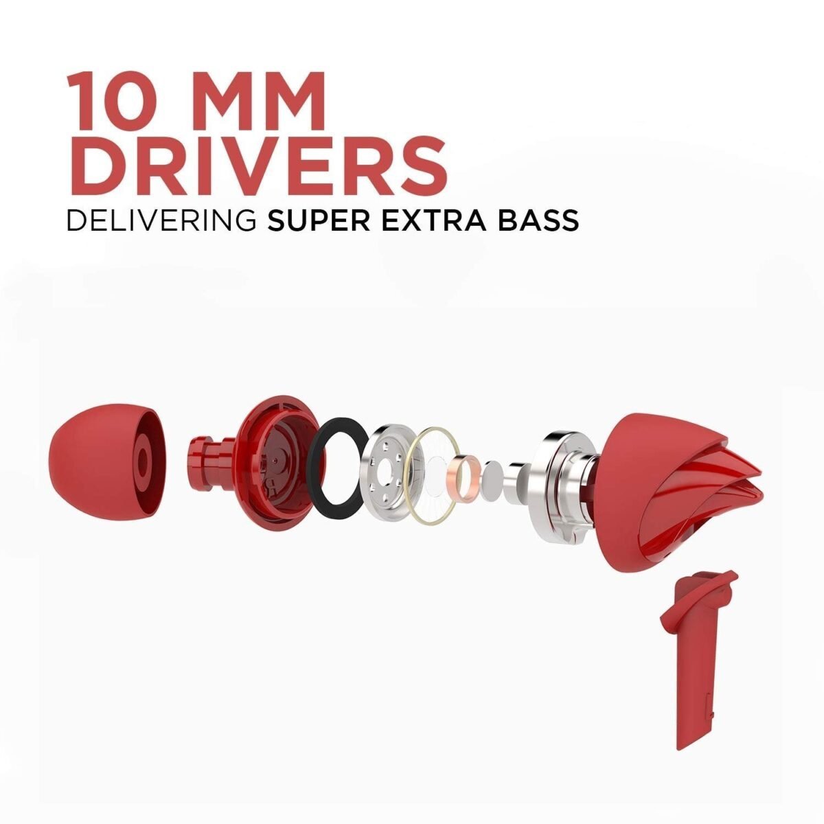 boAt Bassheads 100 in Ear Wired Earphones with Mic(Furious Red)