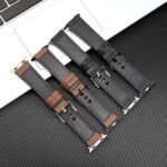 Priefy Sweatproof Leather Silicone Rubber Sports Replacement Straps With Metal Buckle Clasp Compatible With Apple Watch Strap