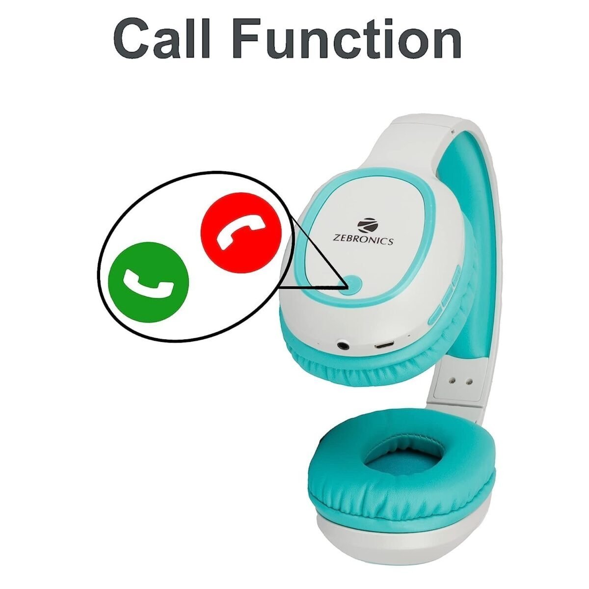 ZEBRONICS Zeb-Thunder Wireless Over Ear BT Headphone Comes with mic, 40mm Drivers, AUX Connectivity, Built in FM, Call Function,