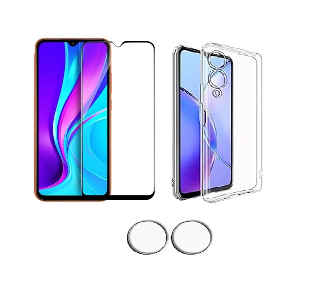 3 in 1 Combo Pack for Vivo Y28 5G – Transparent Back Cover (Back Cover + Camera Lens Protector + Tempered Glass)