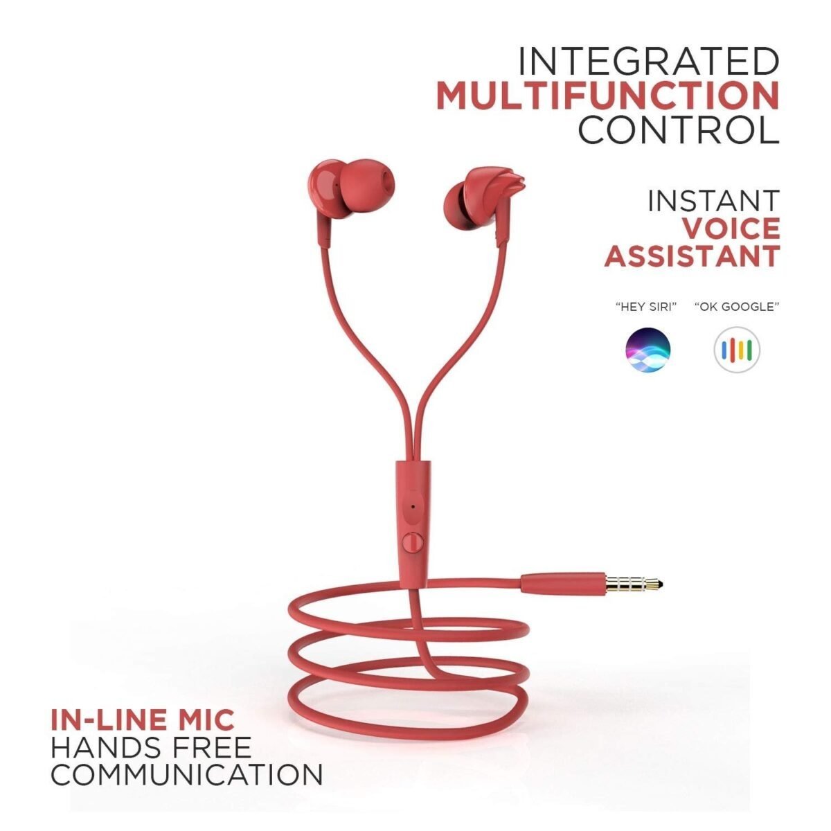 boAt Bassheads 100 in Ear Wired Earphones with Mic(Furious Red)