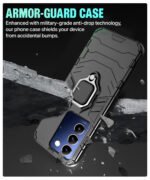 Shock Proof Back Case Mobile Cover for Vivo Y200e 5G | Vivo T3 5G | Back Cover Case (   Armor | Hybrid PC + TPU | Ring Holder & in-Built Kickstand | Black)