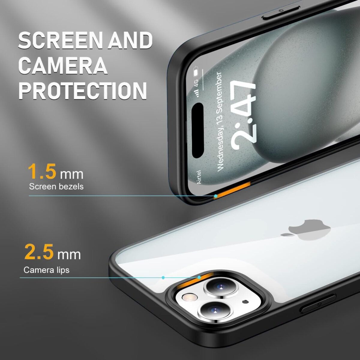 iPhone 15 | Classic Hybrid Transparent Anti-Yellowing Hard Back Cover Case (TPU+Polycarbonate) -Eagle