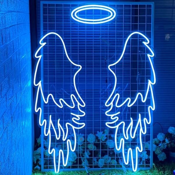 OMI Colours Beautiful Led Neon Wings Light Decor, feathers Wing Light Design for Wall Decoration, Selfie Booth | Big Large