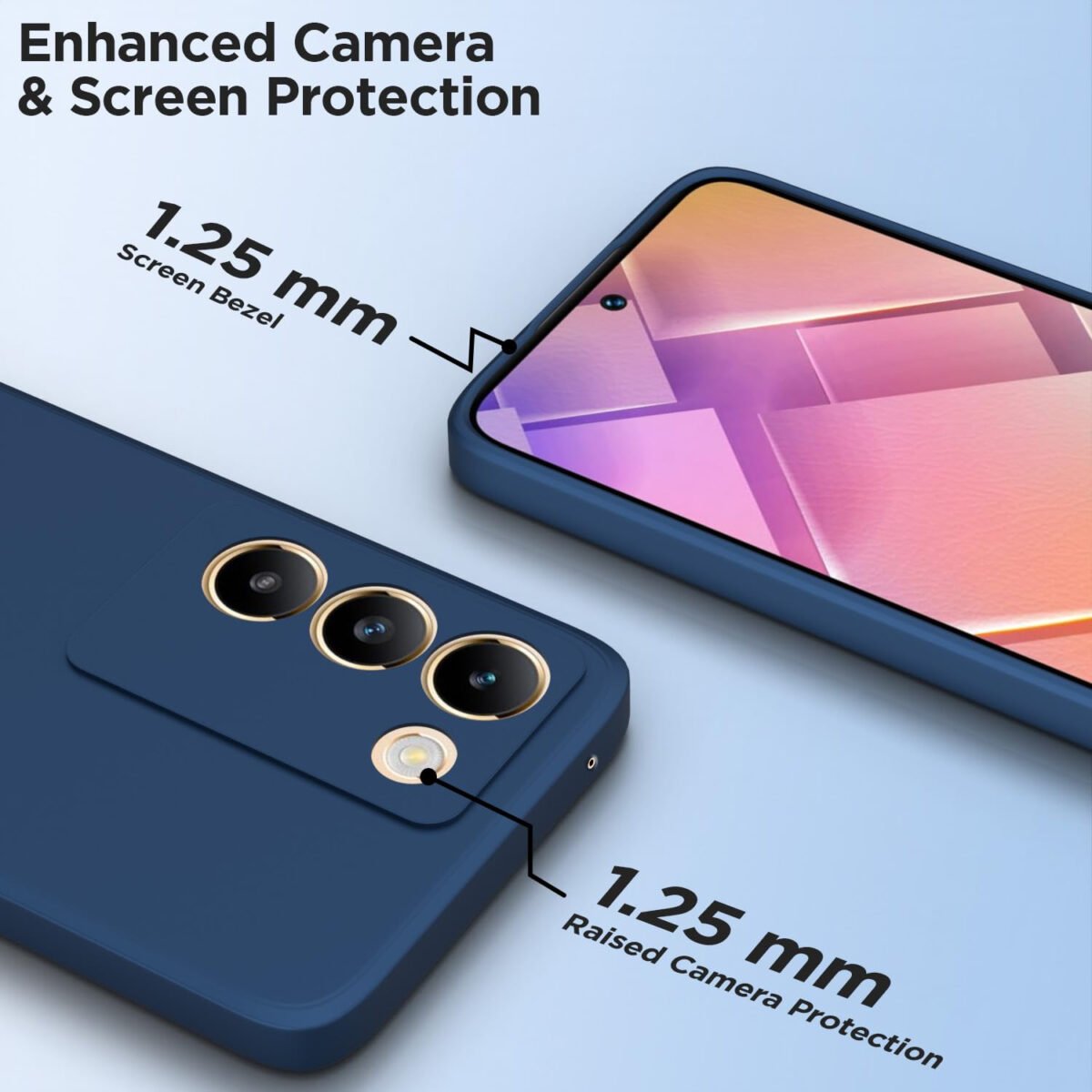 Vivo T3 5G / Vivo Y200e 5G Back Cover Camera Protection Shockproof Soft Matte Silicone Back Case (Blue)