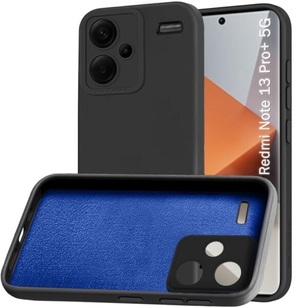 Silicon Back Cover Case for Mi Redmi Note 13 Pro Plus 5G | Stylish Camera Protection Module (Black)