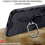 Armor Bumper Back Case Cover for OnePlus Nord CE 4 5G | Ring Holder & Kickstand in-Built | 360 Degree Protection Back Case Cover | (PC & TPU, Black)