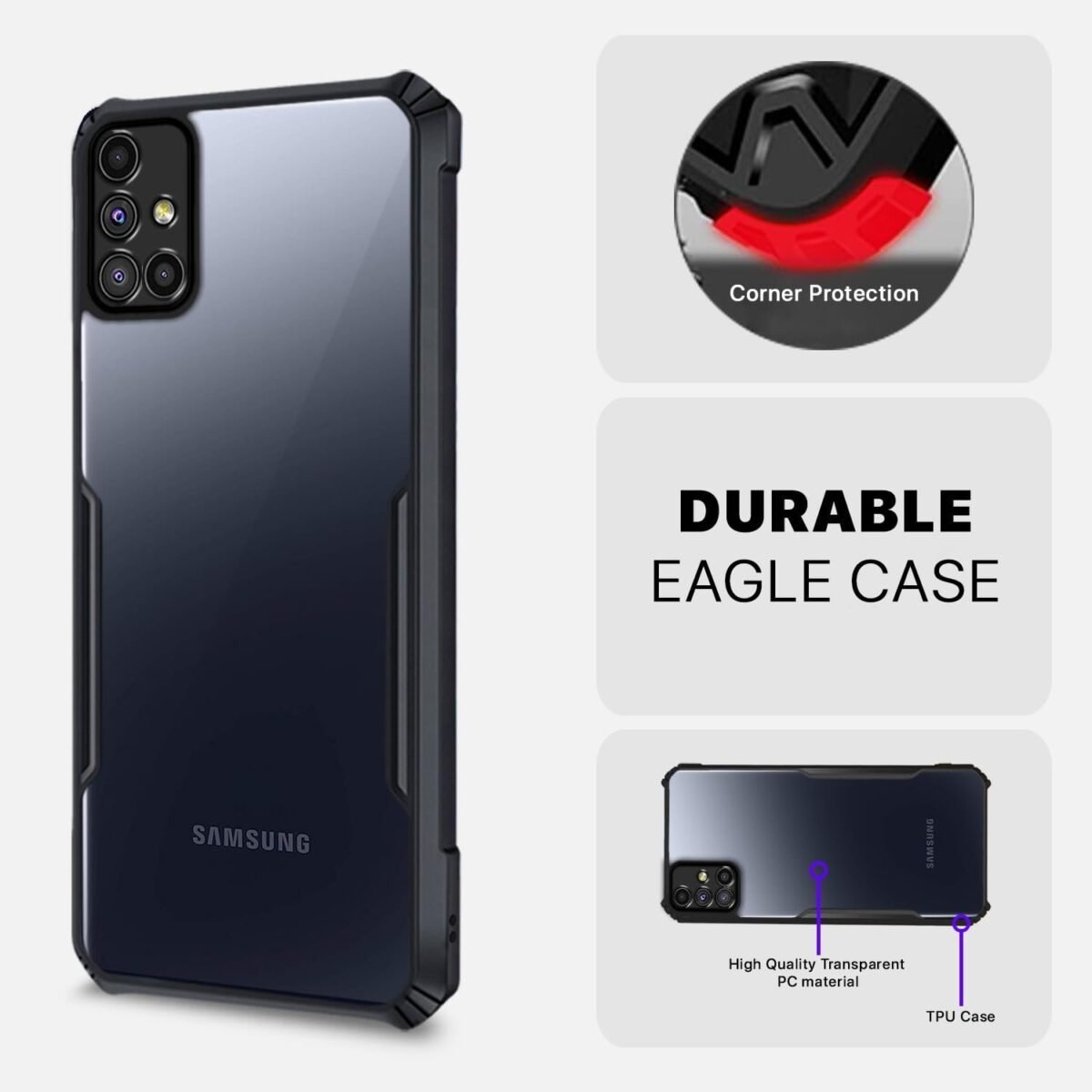 Samsung Galaxy M51 Shockproof Back Cover Clear Transparent -Eagle