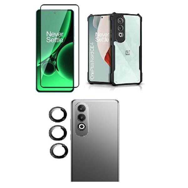 3 in 1 Combo Pack for OnePlus Nord CE 4  5G – Eagle Case (Back Cover + Camera Lens Protector + Tempered Glass)