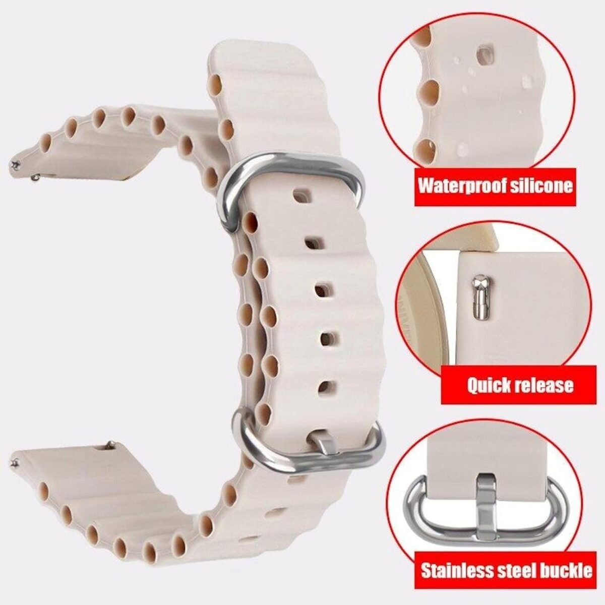 OMI 22MM Soft Silicone Ocean Loop Bands / Straps Compatible with Noise Colorfit Pulse 2 Max / Huawei GT2(46mm) / Honor