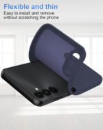 Samsung A55 Smooth Touch Cushion Liquid Soft Silicone Gel Rubber Phone Cases Non-Slip Full Body Protective Shockproof Back Cover (Navy Blue)