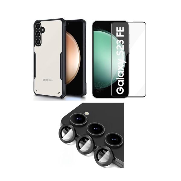 3 in 1 Combo Pack for Samsung Galaxy S23 FE 5G – Eagle Cover (Back Cover + Camera Lens Protector + Tempered Glass)