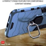 Armor Bumper Back Case Cover for Vivo Y200e 5G T3 5G | Ring Holder & Kickstand in-Built | 360 Degree Protection Back Case Cover (PC & TPU, Greyish Blue)