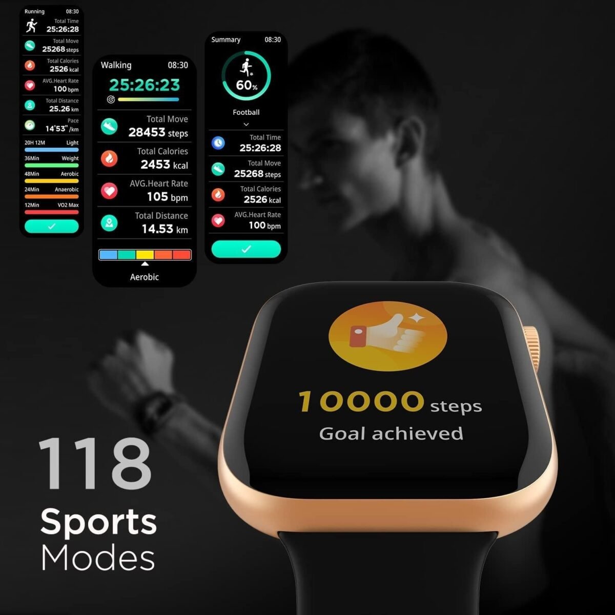 Fire-Boltt Ring 3 Smart Watch 1.8 Biggest Display with Advanced Bluetooth Calling Chip, Voice Assistance,118 Sports Modes, in