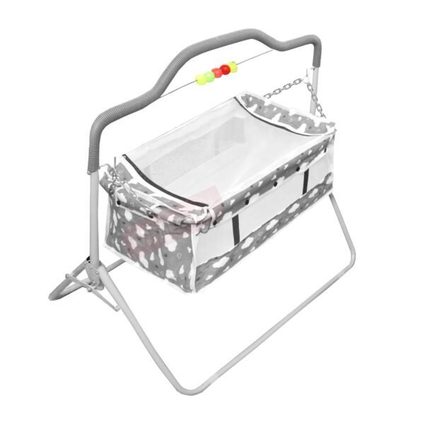 New Born Baby Crib Bassinet cot Swing Cradle Jhula Palna (Grey)