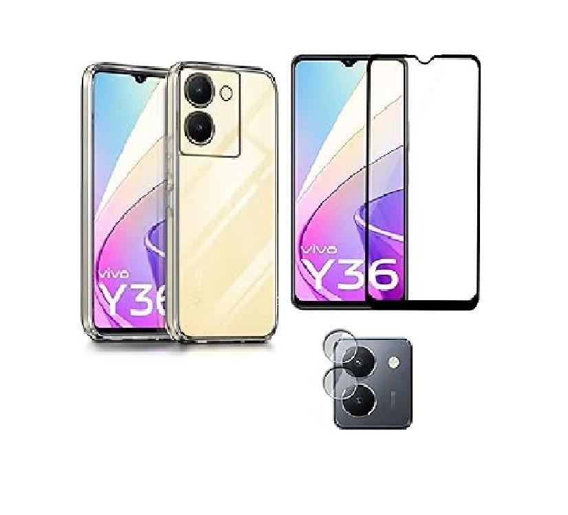 Vivo Y36 4G Transparent Soft TPU Back Case + HD Tempered Glass & Camera Lens Guard | Complete 3-in-1 Protection Pack Vivo Y36 4G Transparent Soft TPU Back Case + HD Tempered Glass & Camera Lens Guard | Complete 3-in-1 Protection Pack