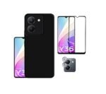 3-in-1 Protective Pack Vivo Y36 4G (Black) Back Case with Camera Protection + Tempered Glass + Lens Guard