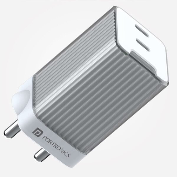 Portronics Adapto 4 Dual Ports High Power PD Charger with 45W Max Output, Intelligent Protection Chip, 1.2M Charging Cable,