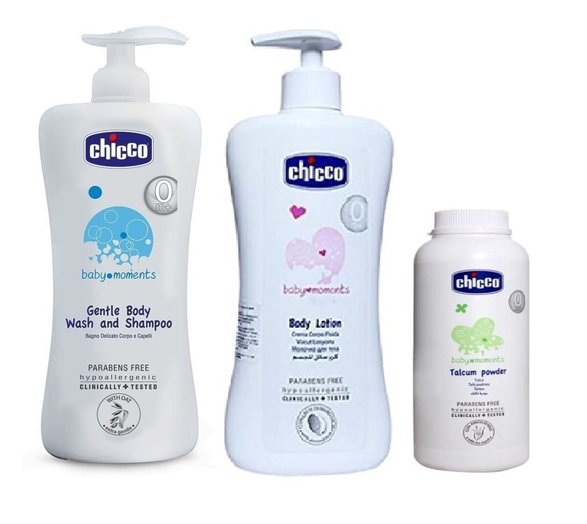 Chicco Baby Lotion 500ml,Baby Shampoo500ml,Baby Powder 150g combo pack