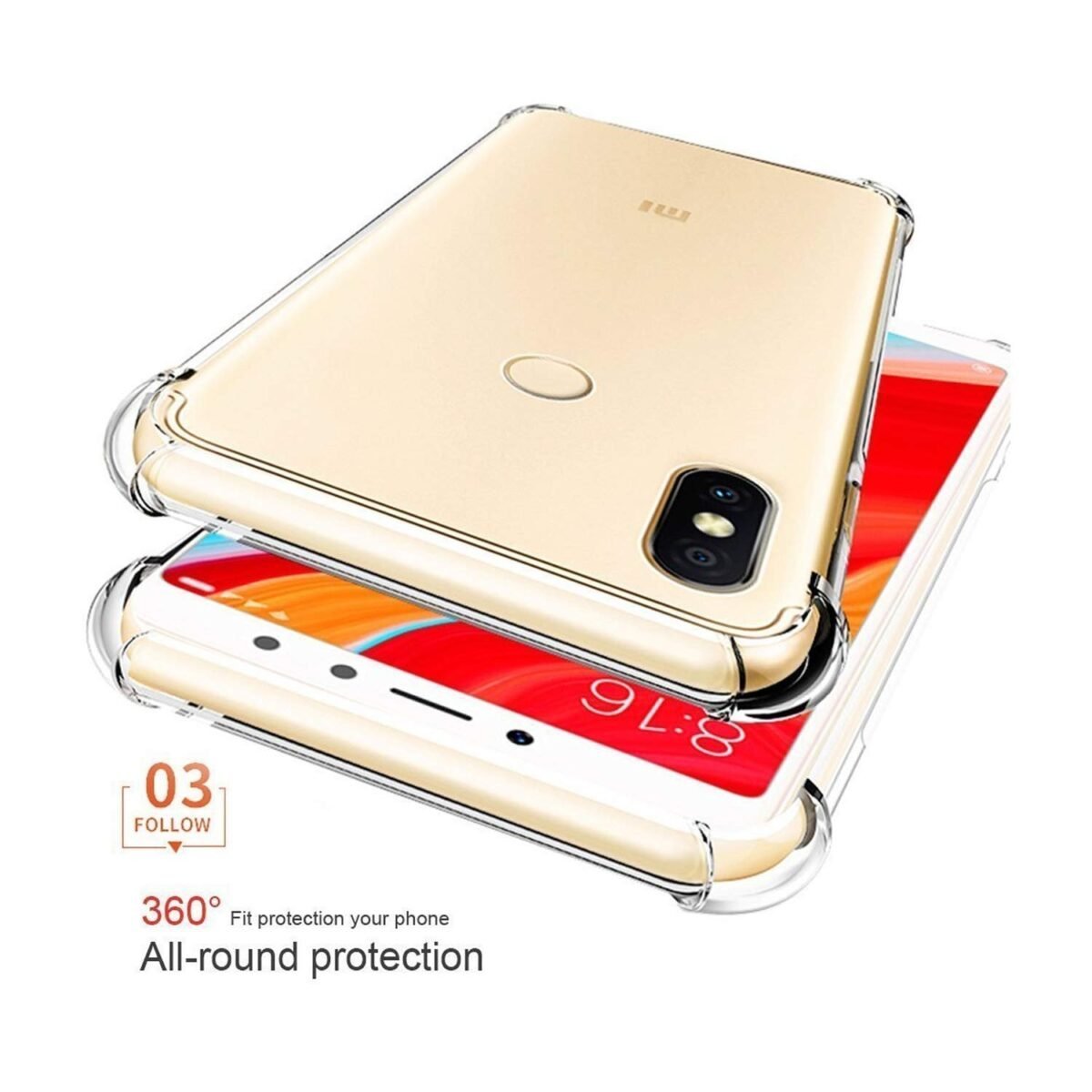 Redmi Note 6 Anti-Shock Bumper Corners Soft Back Case Full Protection 12D Transparent Cover