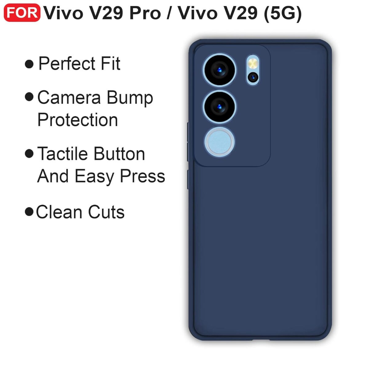 Vivo V29 Pro/Vivo V29 (5G) Back Cover | Camera Bump Protection | Ultra Slim Matte Soft Rubberised Case Cover (Blue)