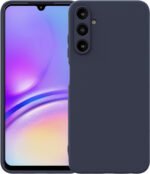 Samsung A55 Smooth Touch Cushion Liquid Soft Silicone Gel Rubber Phone Cases Non-Slip Full Body Protective Shockproof Back Cover (Navy Blue)