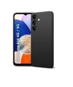 3 in 1 Combo Pack for Samsung Galaxy A14 5G – Silicone Black (Back Cover + Camera Lens Protector + Tempered Glass)
