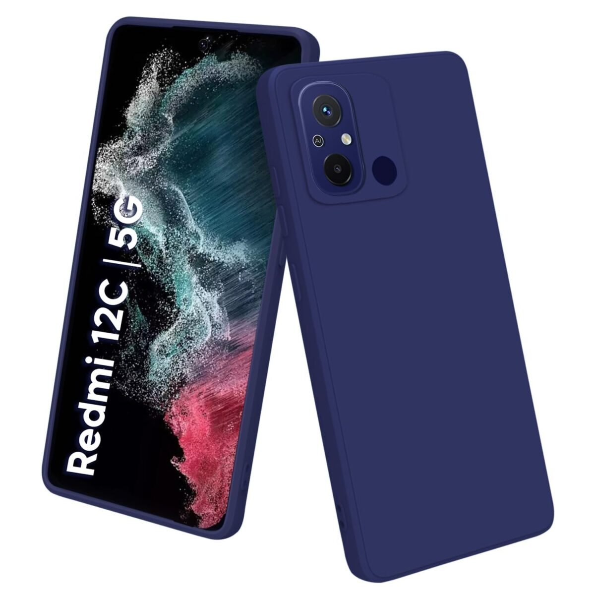 Back Cover Case for Mi Redmi 12C Back Cover Case | Soft Silicon Rubberised Cover (Blue)