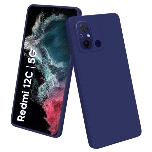 Back Cover Case for Mi Redmi 12C Back Cover Case | Soft Silicon Rubberised Cover (Blue)