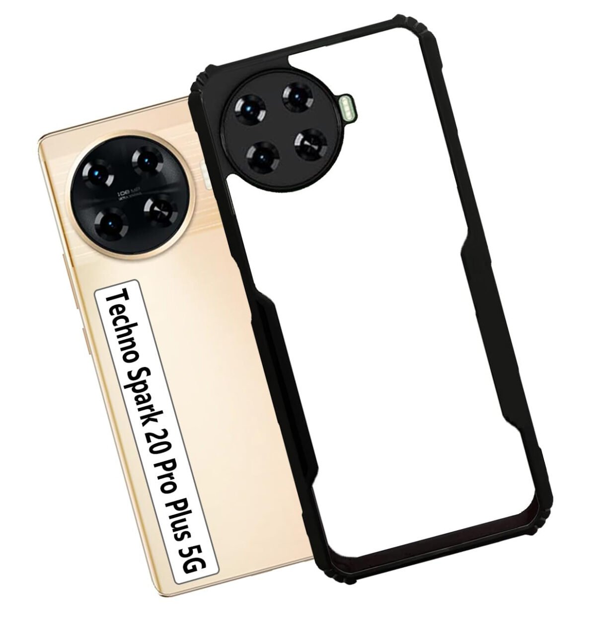 Back Cover for Techno Spark 20 Pro Plus 5G Back Cover Case - Black Transparent