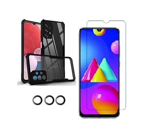 3 in 1 Combo Pack for Samsung Galaxy A13 4G – Eagle Black Cover (Back Cover + Camera Lens Protector + Tempered Glass)