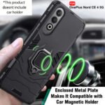 Armor Bumper Back Case Cover for OnePlus Nord CE 4 5G | Ring Holder & Kickstand in-Built | 360 Degree Protection Back Case Cover | (PC & TPU, Black)