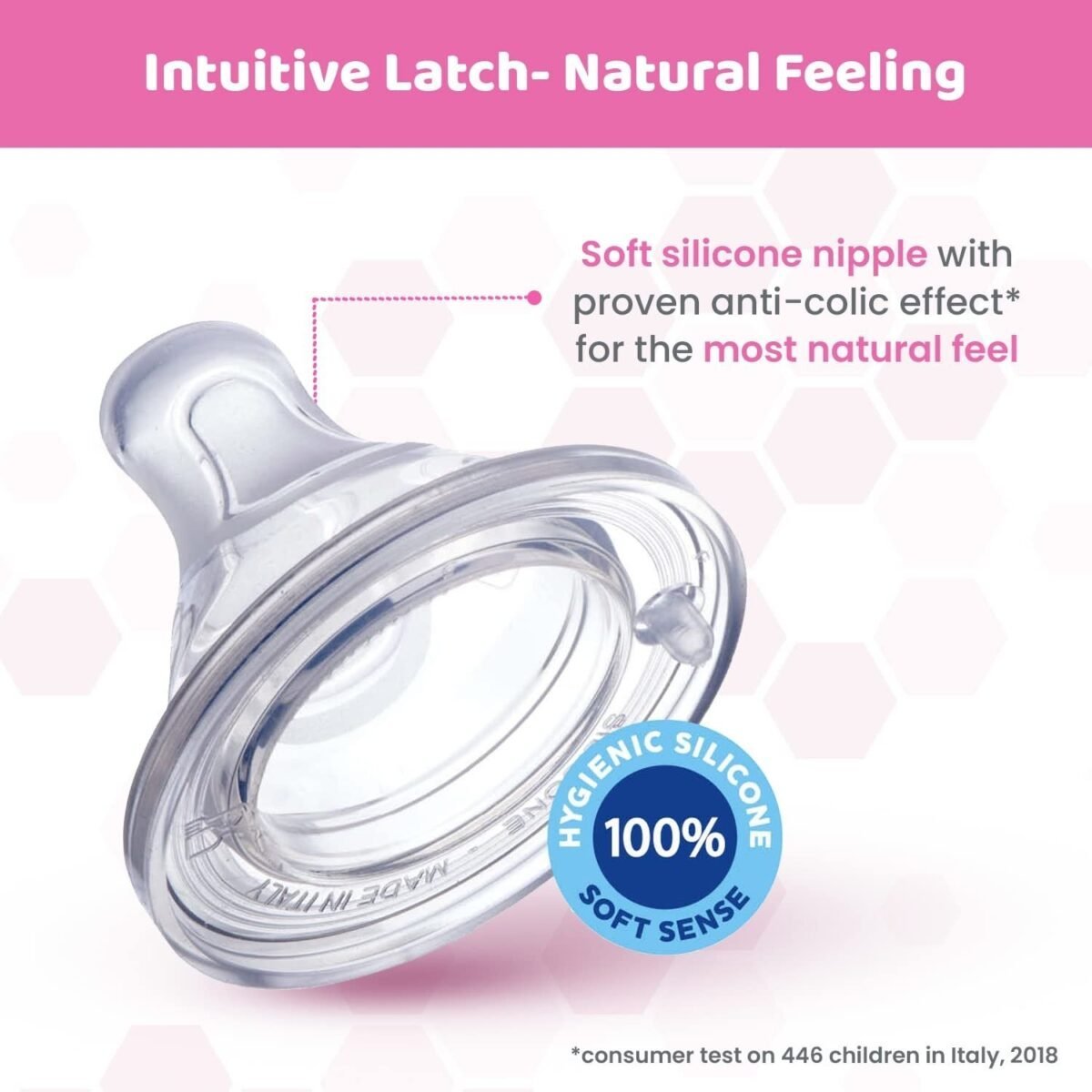 Chicco Well-Being Glass Feeding Bottle (240ml, Medium Flow) (Pink)