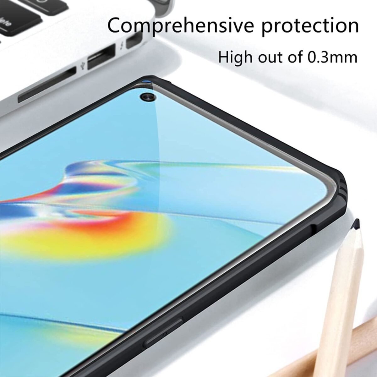Shockproof Back Cover for Oppo A54 4G (Transparent Black Border) Eagle