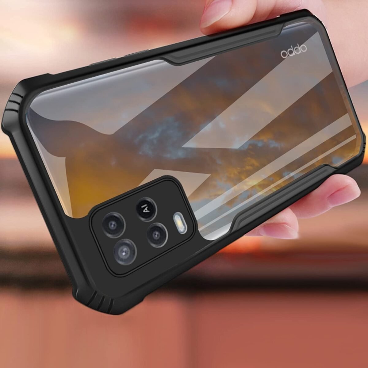 Shockproof Back Cover for Oppo A54 4G (Transparent Black Border) Eagle