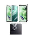 Combo pack for Back Cover Case for Poco X5 5G / Mi Redmi Note 12 5G | Transparent | Camera Lens Protector & Tempered Screen Glass.