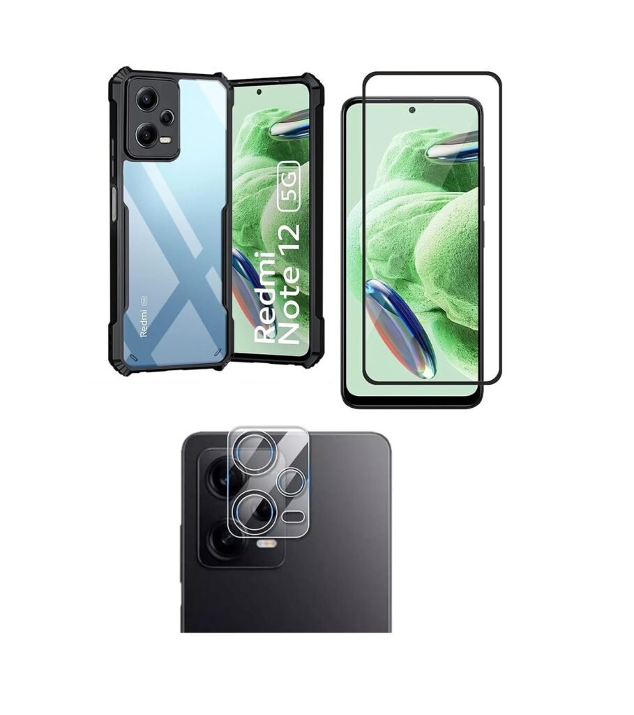 Combo pack for Back Cover Case for Poco X5 5G / Mi Redmi Note 12 5G | Eagle | Camera Lens Protector & Tempered Screen Glass.