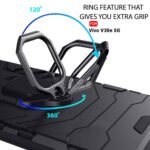 V30e 5G | Ring Holder & Kickstand in-Built | 360 Degree Protection Back Cover |    Armor Bumper Back Cover Case (PC & TPU, Black)