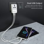 Portronics Adapto III Dual USB Adapter with 1 AC Power Socket 3.4Amp Total Output (White)