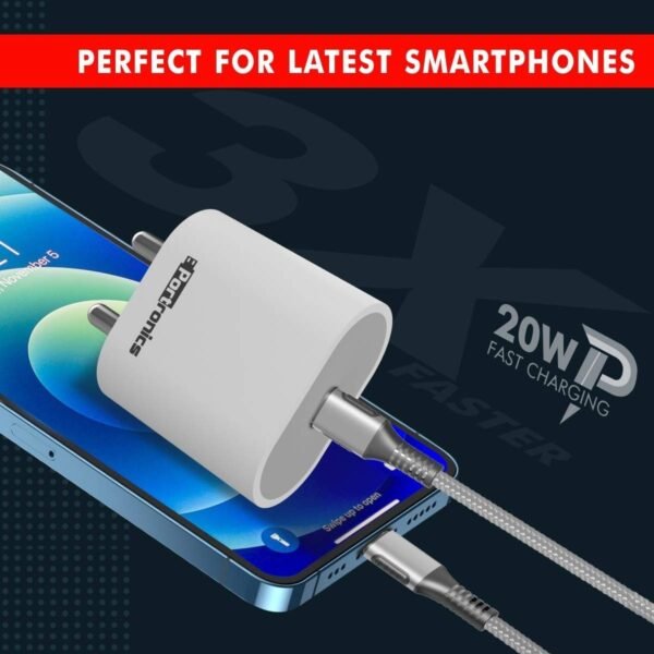 Portronics Adapto 20 Type C 20W Fast PD/Type C Adapter Charger with Fast Charging for iPhone 12/12 Pro/12 Mini/12 Pro