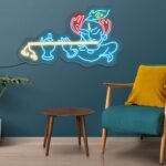 OMI Arts Lord Krishna Led Neon Light Sign Wall Decor Neon Light | Customized Led Neon Light Sign | Gifting Items | Krishna Neon Light Sign | Home Decor Gifts (24 by 12 inches)