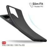 Vivo V30 / V30 Pro 5G | Slim Fit Protective Design | Ultra Matte Finish | Camera Protection Bump | Soft Silicon Back Case (Silicone, Black)
