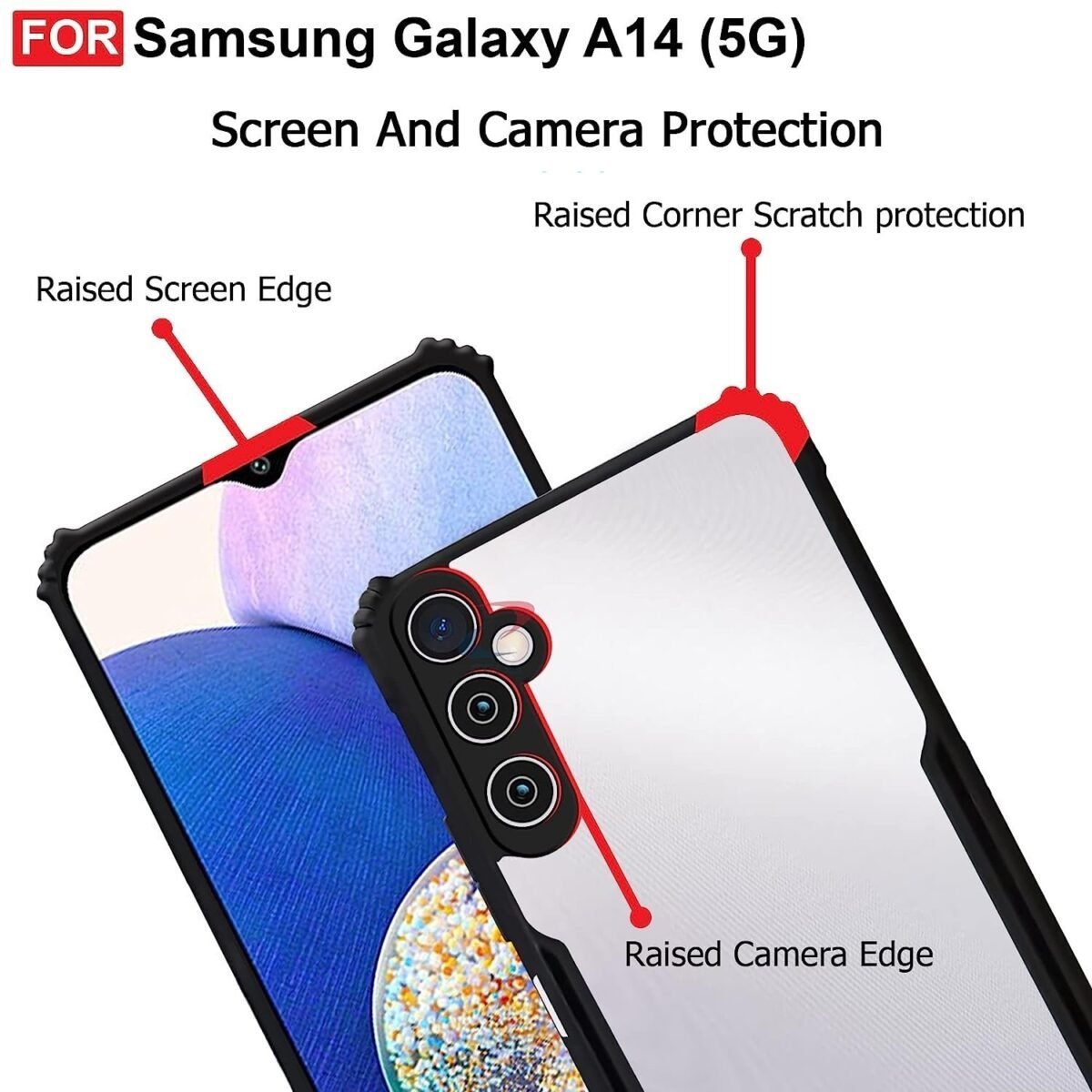 Samsung A14 (5G) Case Back Cover Shockproof Bumper Crystal Clear | 360 Degree Protection TPU+PC - Eagle