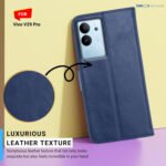 Vivo T2 Pro 5G Flip Cover | Leather Finish | Inside Pockets & Stand | Shockproof Wallet Style Magnetic Closure Back Cover Case for Vivo T2 Pro 5G (Blue)