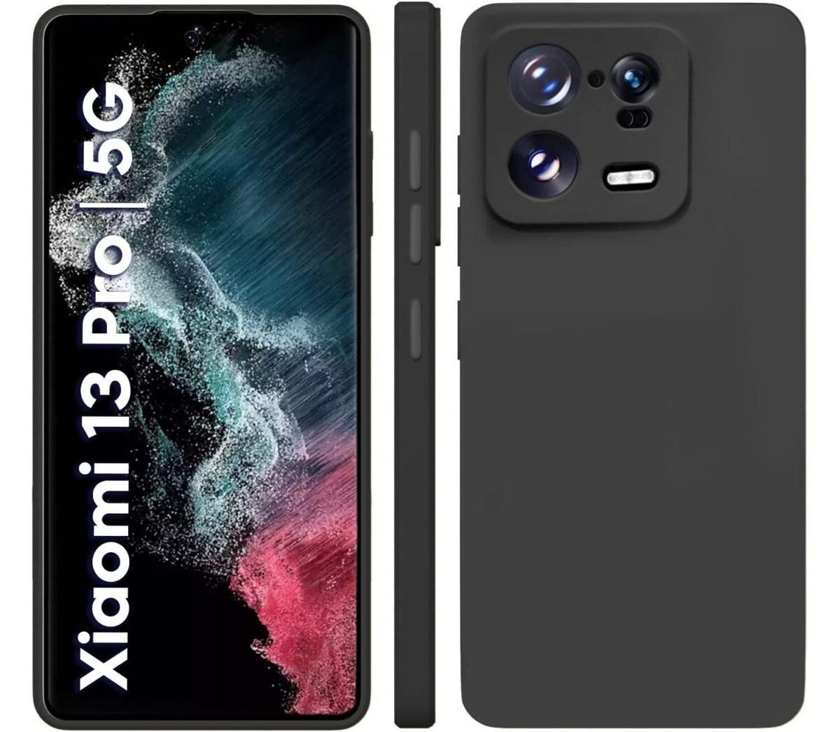 Back Cover Case for Mi Xia 13 PRO 5G Back Cover Case | Soft Silicon Rubberised Cover (Silicone Black)
