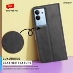 Vivo V29 Pro 5G Flip Back Cover Case | Inbuilt Stand & Pockets | Magnetic Shockproof Leather Wallet Style Flip Case (Black)