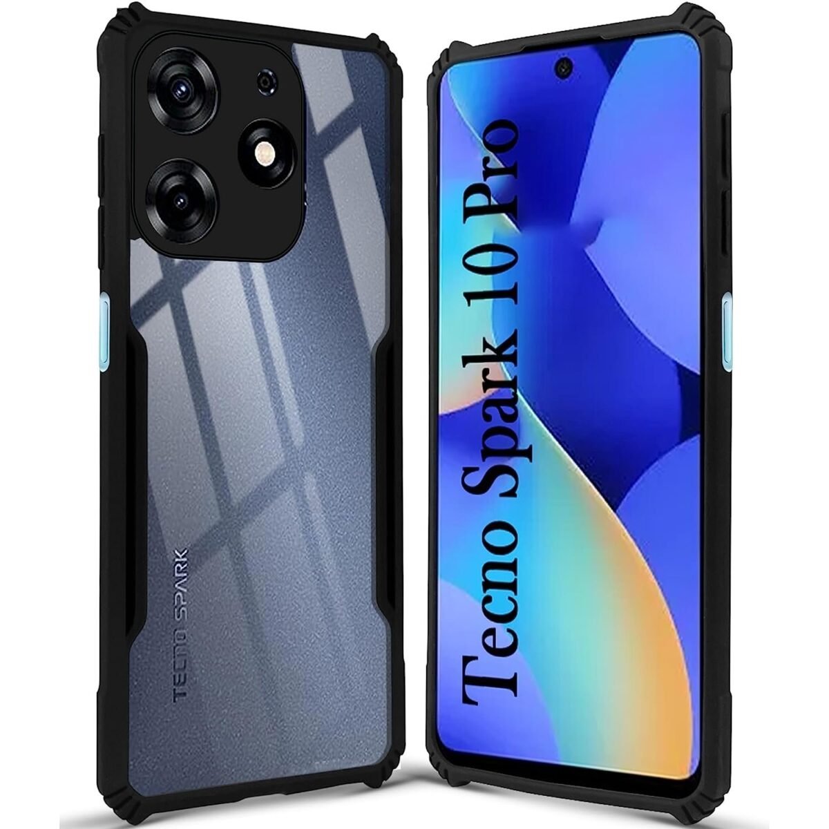 Back Cover Case for Tecno Spark 10 Pro (Shockproof with Polycarbonate Clear Panel | Professional Black) -Eagle