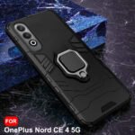 Armor Bumper Back Case Cover for OnePlus Nord CE 4 5G | Ring Holder & Kickstand in-Built | 360 Degree Protection Back Case Cover | (PC & TPU, Black)