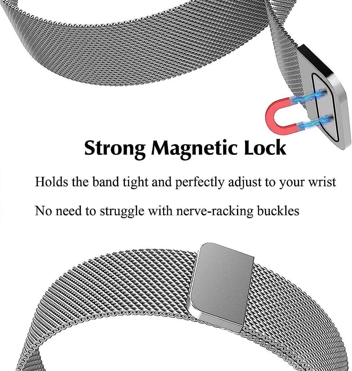 JBJ Stainless Steel 19mm Chain Strap with Magnetic Buckle Compatible with Noise Colorfit Pro 2, Boat Storm Smart Watch &