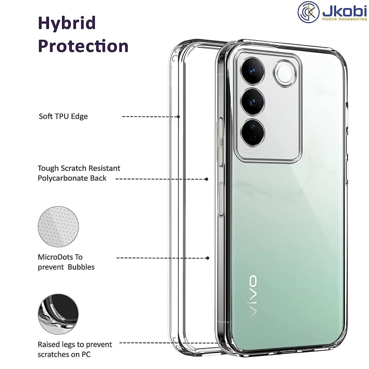Back Cover for Vivo V27 | Vivo V27 Pro (Silicone Clear Shockproof Case (Transparent)